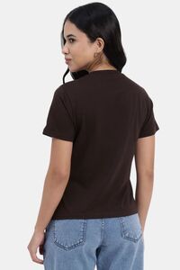 Sands of India Women Brown T-Shirt With Kaizen Print Design - Casual Wear - Brown — thumbnail 3