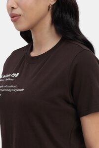 Sands of India Women Brown T-Shirt With Kaizen Print Design - Casual Wear - Brown — thumbnail 4