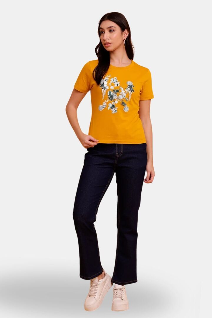 Sands of India Women Mustard-Colored Regular Top With Floral Print - Yellow — image 2