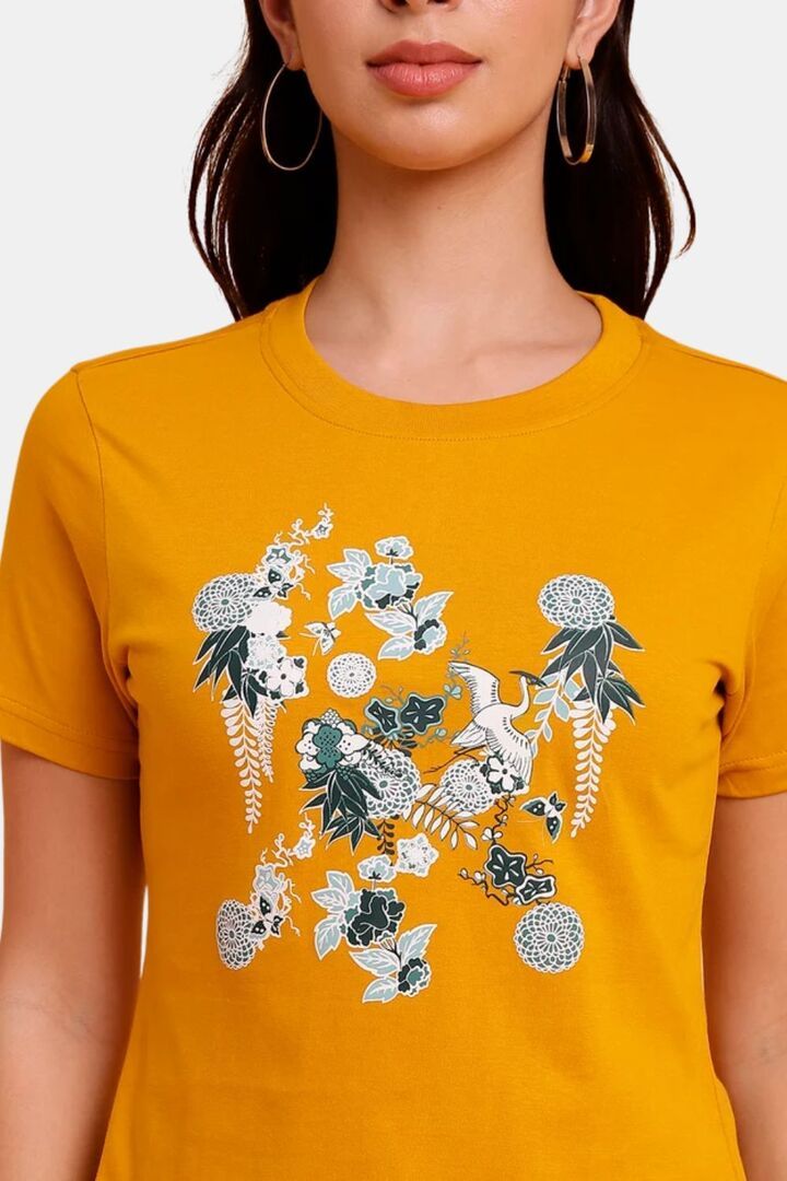 Sands of India Women Mustard-Colored Regular Top With Floral Print - Yellow — image 4