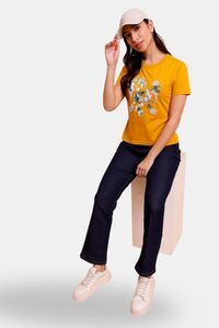 Sands of India Women Mustard-Colored Regular Top With Floral Print - Yellow — thumbnail 5