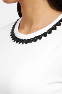 Sands of India Women White Crop Top With Monochrome Embellishment - White — thumbnail 4