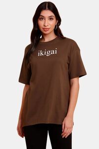 Sands of India Women Coffee Brown Oversize Unisex T-Shirt - Casual Wear - Brown — thumbnail 1