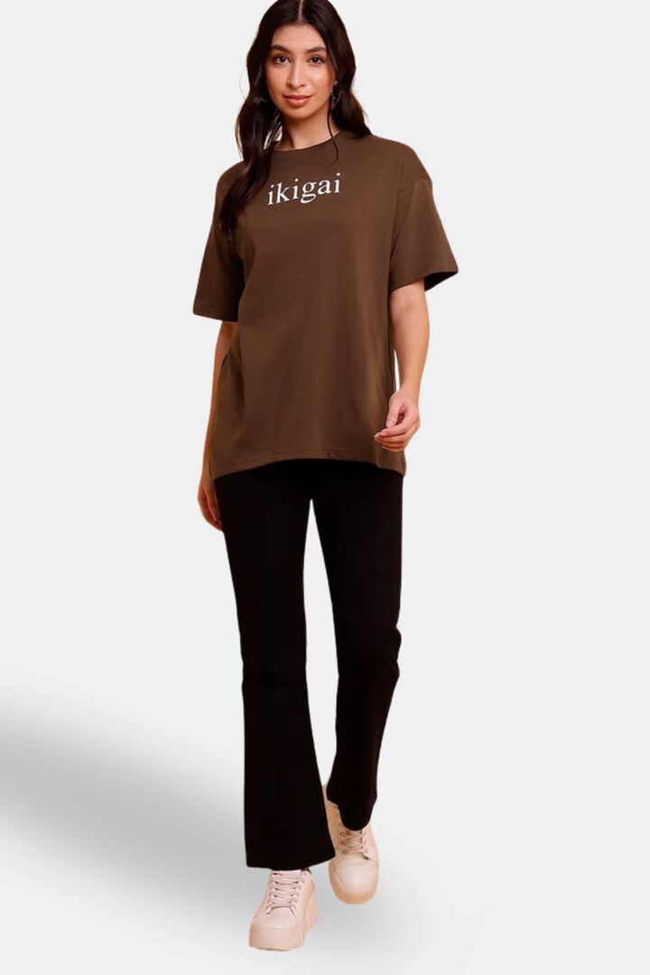 Sands of India Women Coffee Brown Oversize Unisex T-Shirt - Casual Wear - Brown — image 2