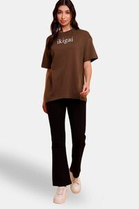 Sands of India Women Coffee Brown Oversize Unisex T-Shirt - Casual Wear - Brown — thumbnail 2