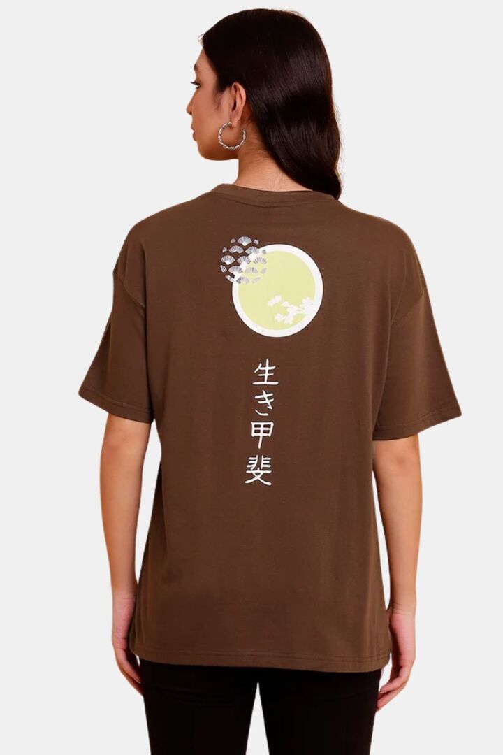 Sands of India Women Coffee Brown Oversize Unisex T-Shirt - Casual Wear - Brown — image 3