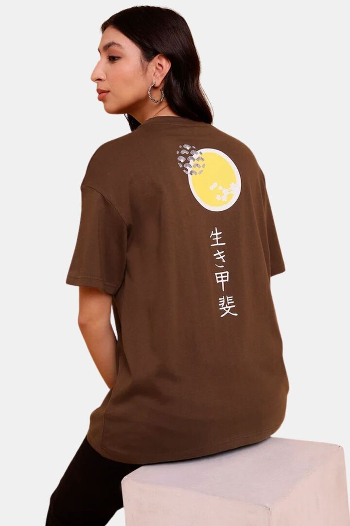 Sands of India Women Coffee Brown Oversize Unisex T-Shirt - Casual Wear - Brown — image 5