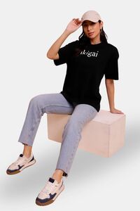Sands of India Women Black Unisex T-Shirt With Ikigai Print - Casual Wear - Black — thumbnail 2