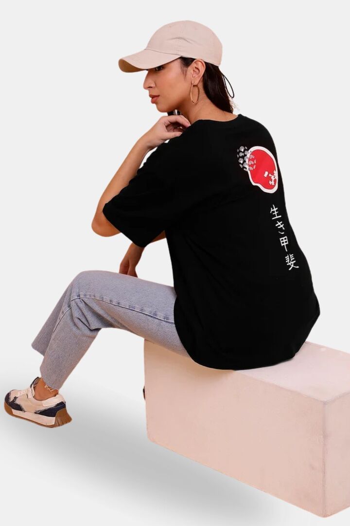 Sands of India Women Black Unisex T-Shirt With Ikigai Print - Casual Wear - Black — image 3