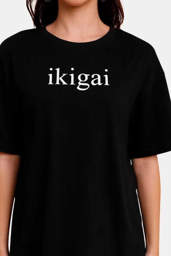 Sands of India Women Black Unisex T-Shirt With Ikigai Print - Casual Wear - Black — image 4