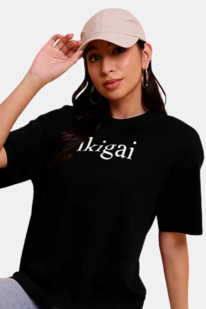Sands of India Women Black Unisex T-Shirt With Ikigai Print - Casual Wear - Black — image 5