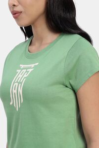 Sands of India Women Green Japan Typo Print Design Crop T-Shirt - Casual Wear - Green — thumbnail 5