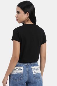 Sands of India Women Black Embroidered Crop Top - Stylish Casual Wear - Black — thumbnail 3
