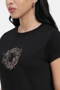 Sands of India Women Black Embroidered Crop Top - Stylish Casual Wear - Black — thumbnail 4