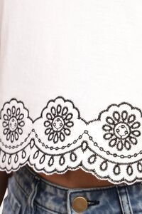 Sands of India White And Black Schiffli Crop Fit T-Shirt - White — thumbnail 4