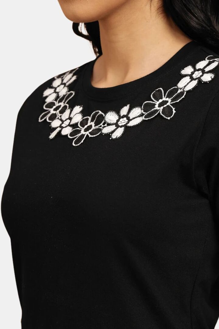 Sands of India Black Regular Top With Lace Applique - Black — image 2