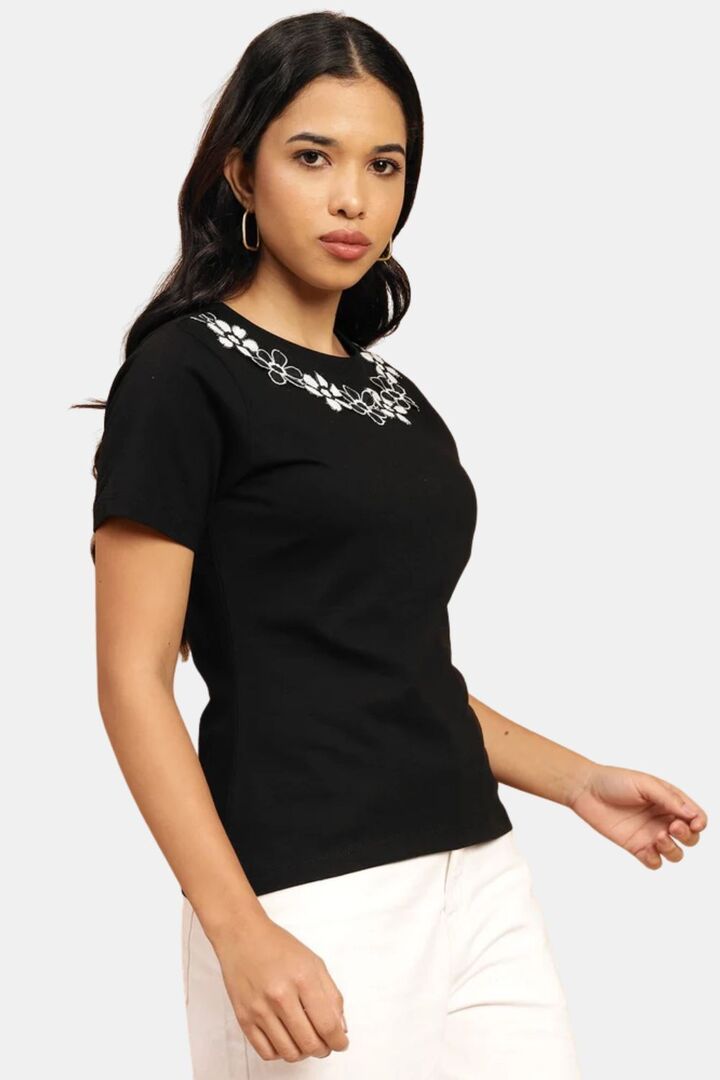 Sands of India Black Regular Top With Lace Applique - Black — image 3