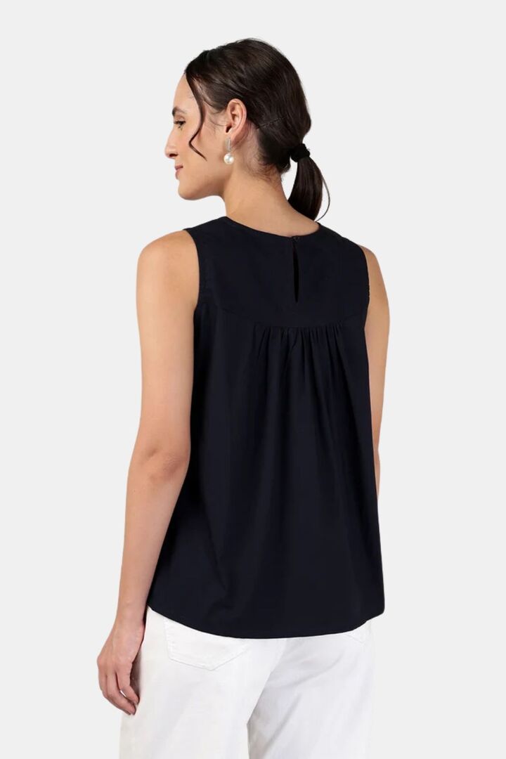 Sands of India Women Embroidery Navy Blue Sleeveless Top - Blue — image 2