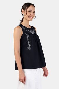 Sands of India Women Embroidery Navy Blue Sleeveless Top - Blue — thumbnail 5
