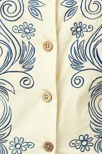 Sands of India Women Blue Embroidered V-Neck Ivory Waistcoat Vest - White — thumbnail 5