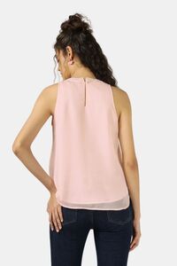 Sands of India Women Peach Halter Neck Organza Top With Floral Embroidery - Pink — thumbnail 3
