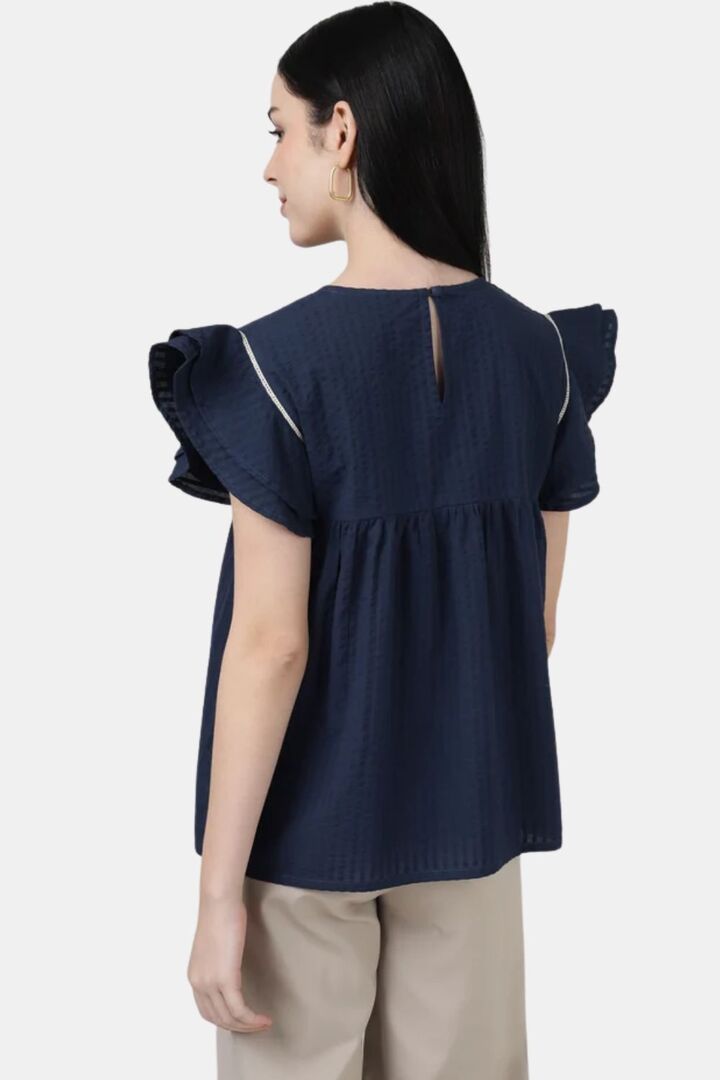 Sands of India Women Indigo Breeze Ruffle Top - Blue — image 2