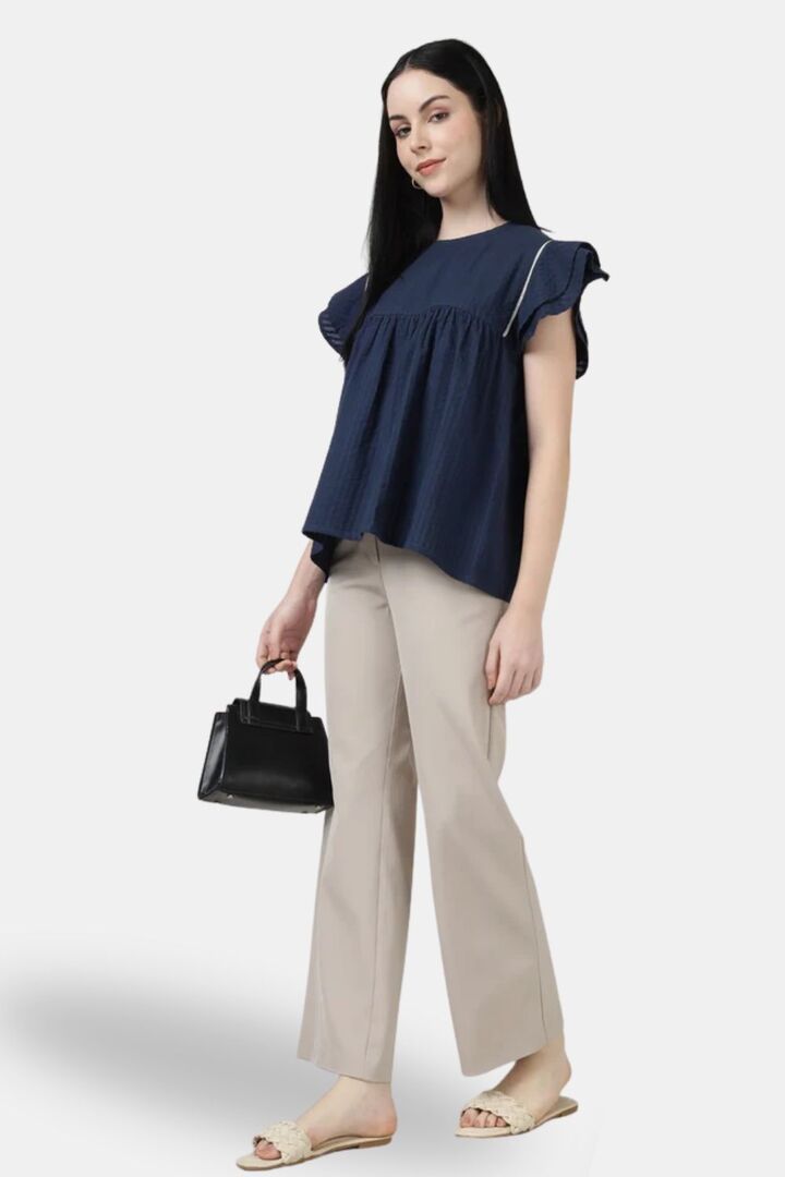 Sands of India Women Indigo Breeze Ruffle Top - Blue — image 5