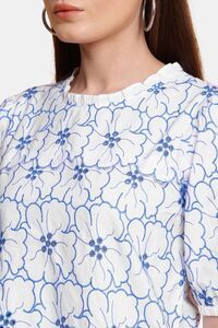 Sands of India Women Embroidered White Schiffli Poplin Regular Fit Top - White — thumbnail 5