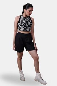 Sands of India Black Embroidered Halter Neck Crop Top  - Black — thumbnail 3