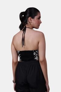 Sands of India Black Embroidered Halter Neck Crop Top  - Black — thumbnail 5