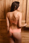 Zivame Sundown Collection Floral Lace Teddy with Inbuilt Thong- Peach — thumbnail 2