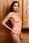 Zivame Sundown Collection Floral Lace Teddy with Inbuilt Thong- Peach — thumbnail 3