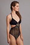 Zivame Sundown Sheer Lace Triangular Cup Teddy- Black — thumbnail 3