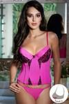 Zivame Lace Embrace Bustier With G-String - Lipstick Pink — thumbnail 1