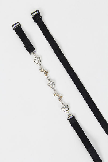 Zivame Rhinestone Accent Bra Straps- Silver Flower n Leaves — image 2