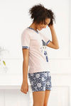Zivame Happy Japanese Girls Cotton Shorts Set- Pink n Navy — thumbnail 2