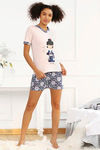 Zivame Happy Japanese Girls Cotton Shorts Set- Pink n Navy — thumbnail 5