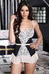 Zivame Lace Embrace Level 1 Push Up Wired Babydoll With G String-Black — thumbnail 4