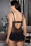 Zivame Ruffle Romance Bustier With G-String - Charcoal Black — thumbnail 2