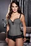 Zivame Ruffle Romance Bustier With G-String - Charcoal Black — thumbnail 3