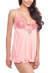 Zivame Lace Embrace Padded Wired Babydoll With G String-Rose — thumbnail 3