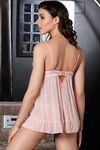 Zivame Lace Embrace Sheer Mesh Babydoll With G String-Salmon — thumbnail 2