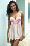 Zivame Dual Tone Lace Soft Mesh Gentle Push Up Babydoll With G String-Pink — thumbnail 4
