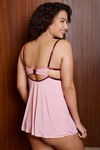 Zivame Sundown Collection Moderate Lift Padded Babydoll with G-String-Pink — thumbnail 2