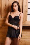 Zivame Sundown Floral Lace Gentle Lift Babydoll with G-String- Black — thumbnail 1