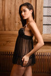 Zivame Sheer Affair Gentle Lift Underwired Babydoll with G-String- Black — thumbnail 3