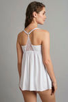 Zivame Sundown Aztec Lace Pretty Back Babydoll with Thong- White — thumbnail 2