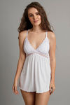 Zivame Sundown Aztec Lace Pretty Back Babydoll with Thong- White — thumbnail 4