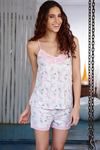 Zivame Dreamwear Pink And Grey Floral Print Spaghetti Top And Shorts Set — thumbnail 1