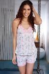 Zivame Dreamwear Pink And Grey Floral Print Spaghetti Top And Shorts Set — thumbnail 3